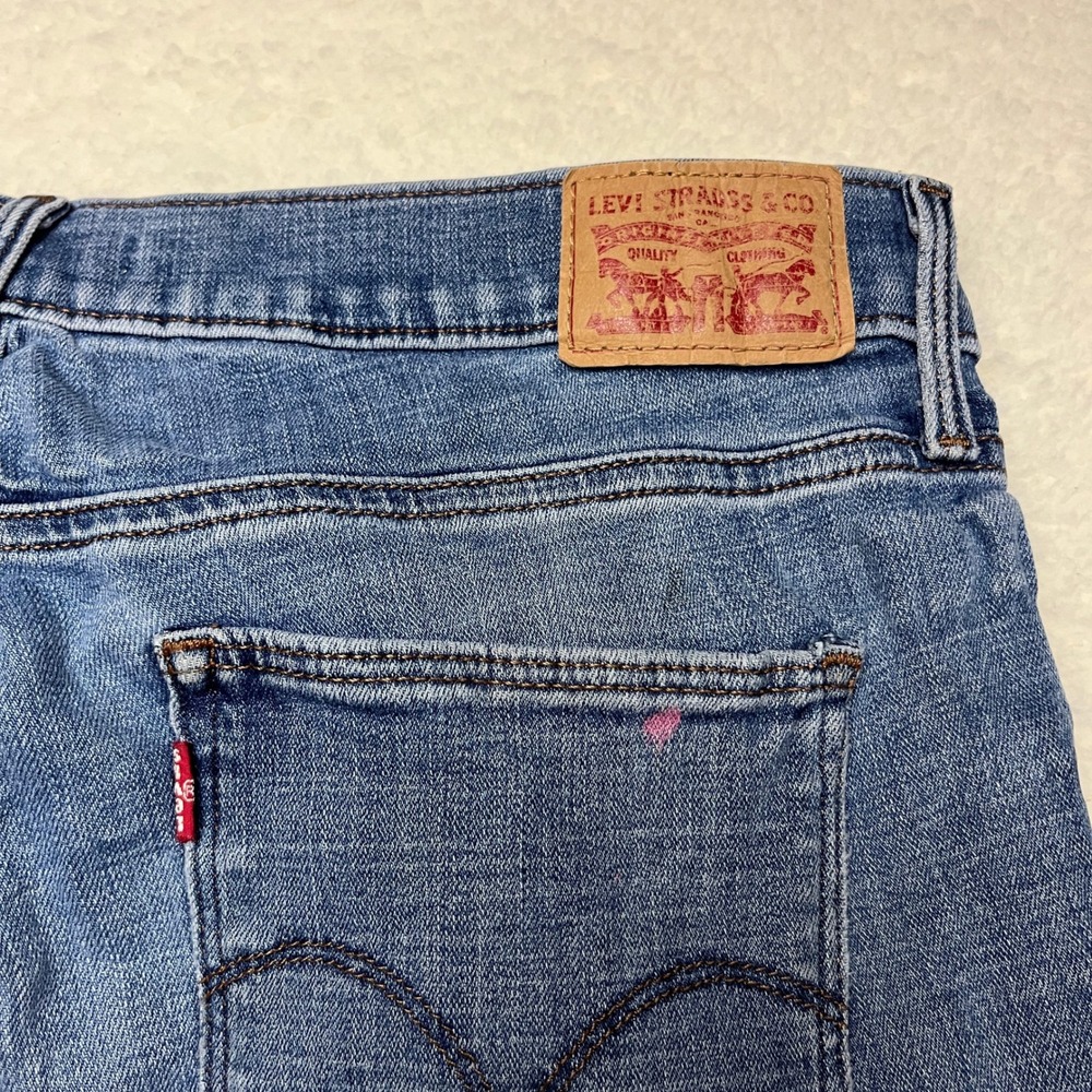 Levi's Slimming Bootcut Jeans Womens 32 Blue Denim - Paint Stains - Picture 8 of 13